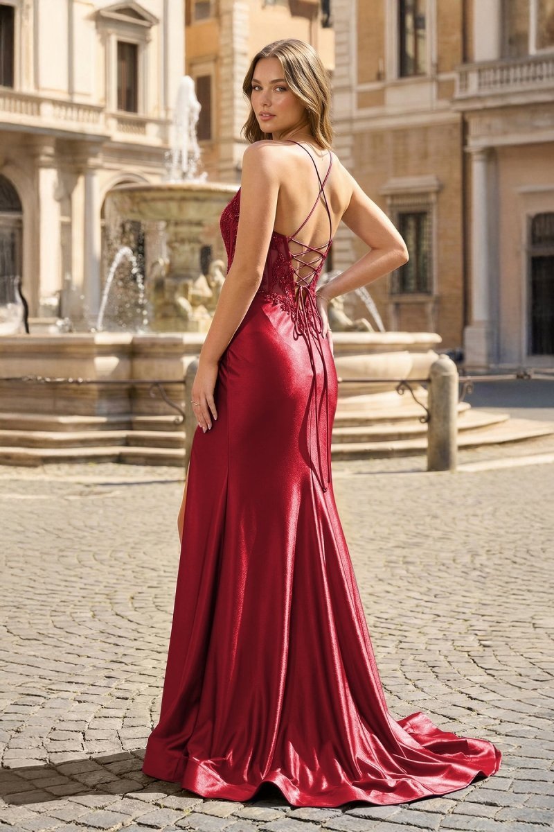 Royal Blue Appliques Spaghetti Straps Mermaid Long Evening Dress - Curvevia