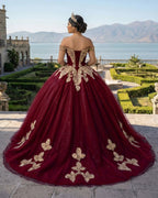 Royal Blue Off the Shoulder Quinceanera Dresses with Appliques - Curvevia