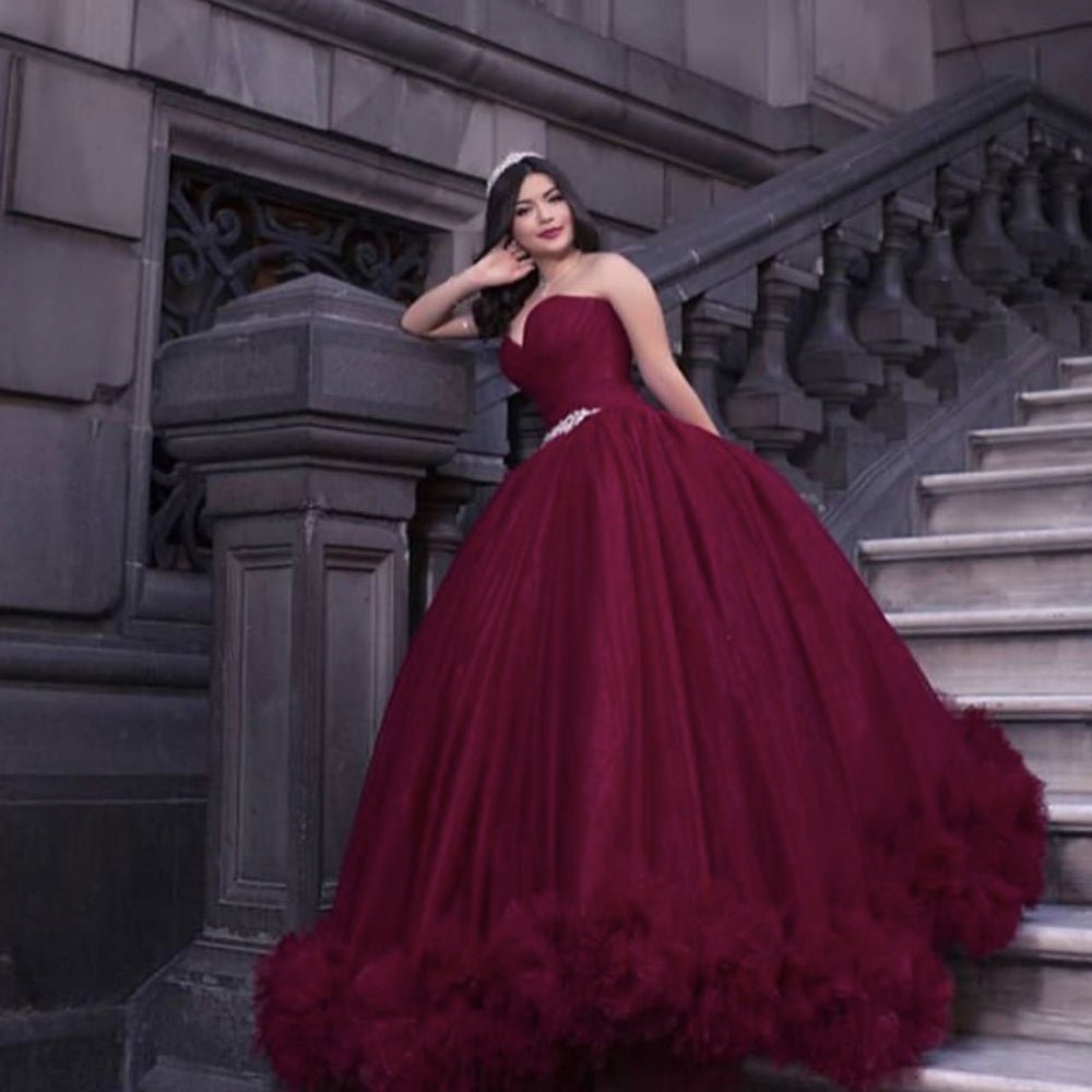 Mulberry Quinceanera Dresses Pleats with Sashes - Curvevia