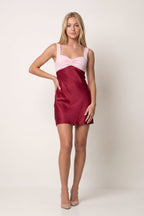 Burgundy Ruched Sweetheart Sheath Satin Homecoming Dress - Curvevia