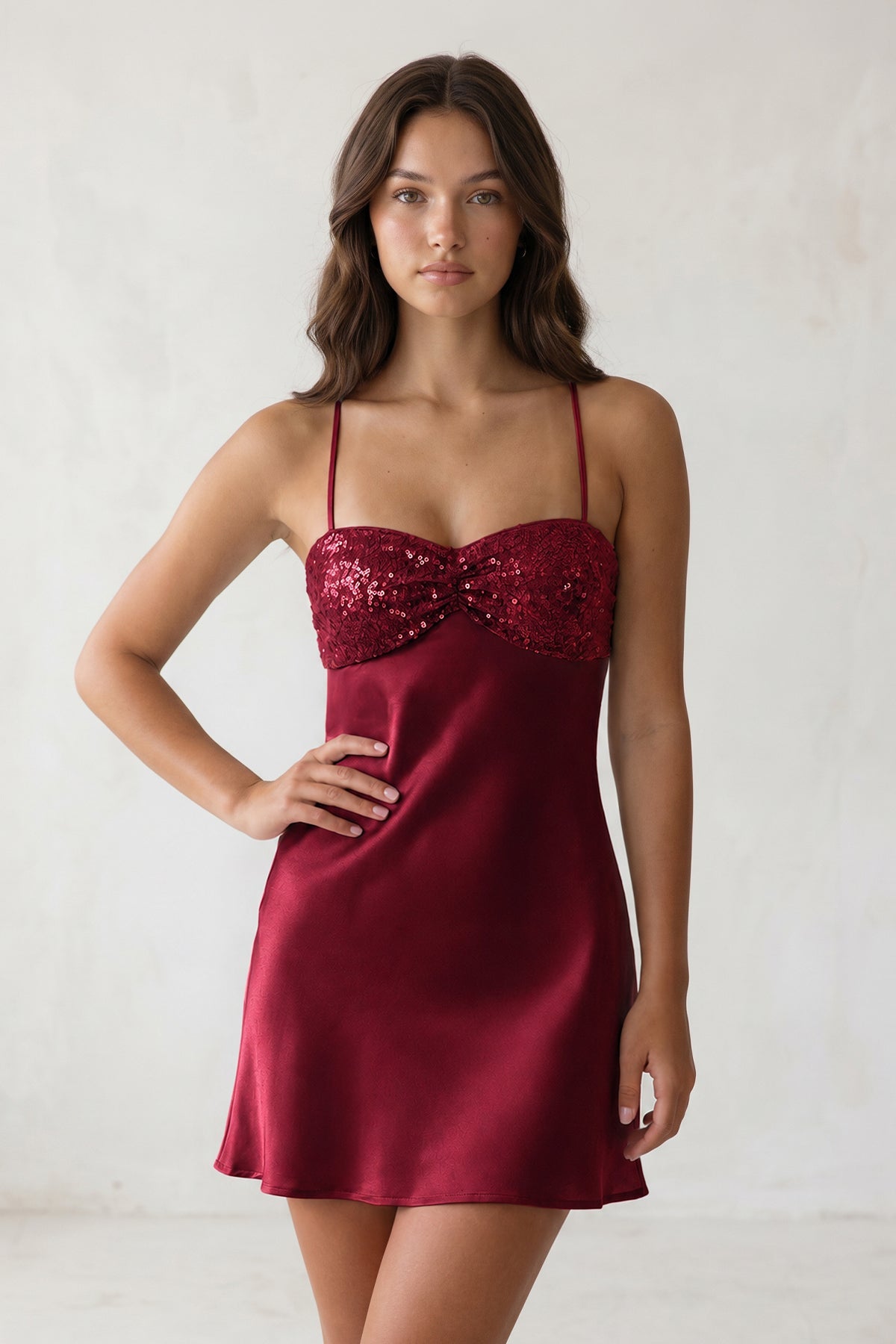 Sky Blue Spaghetti Straps Sheath Satin Homecoming Dress With Sequins - Curvevia