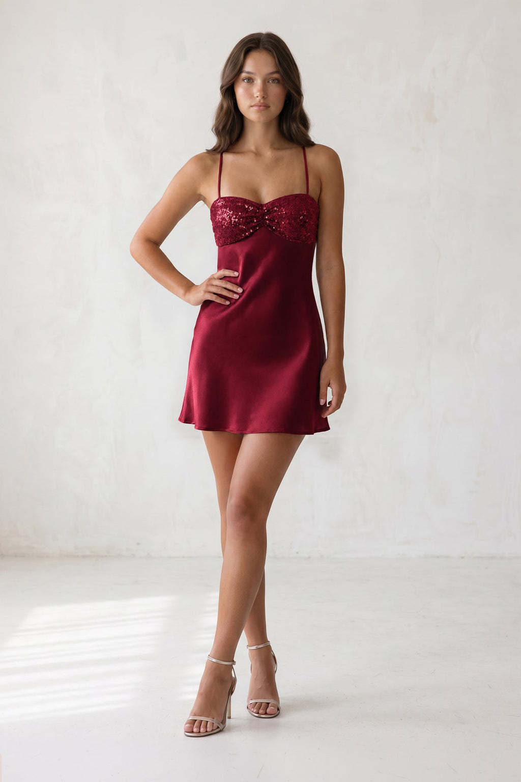 Sky Blue Spaghetti Straps Sheath Satin Homecoming Dress With Sequins - Curvevia