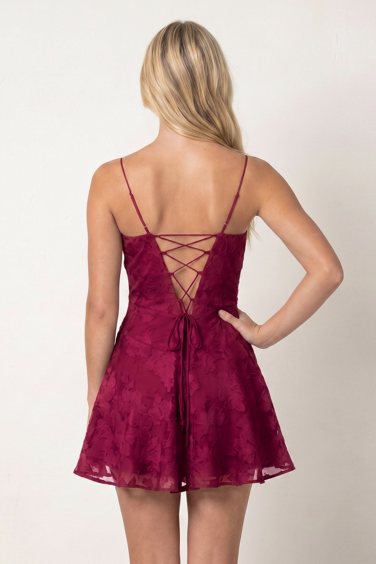 Spaghetti Straps A-Line Chiffon Jacquard Homecoming Dress - Curvevia