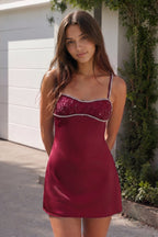 Sky Blue Spaghetti Straps Satin Sheath Homecoming Dress With Rhinestones - Curvevia