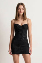 Burgundy Spaghetti Straps Sheath Homecoming Dress With Floral Embroidery - Curvevia