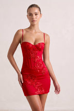 Burgundy Spaghetti Straps Sheath Homecoming Dress With Floral Embroidery - Curvevia
