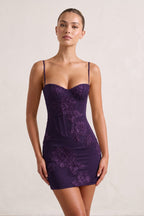 Burgundy Spaghetti Straps Sheath Homecoming Dress With Floral Embroidery - Curvevia