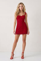 Yellow Sweetheart Lace Sheath Mini Homecoming Dress with Lace-Up Back - Curvevia