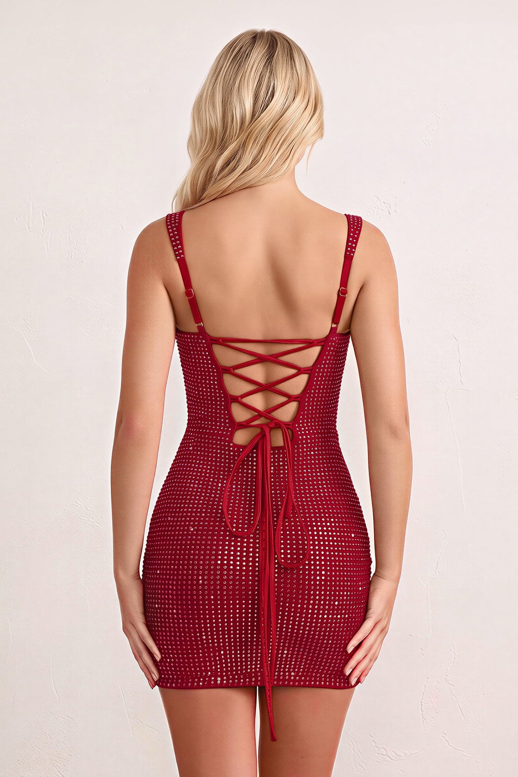 Red Sweetheart Satin Sheath Homecoming Dress with Rhinestones - Curvevia