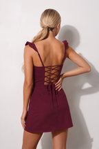 Yellow Sweetheart Sheath Ruffled Linen Homecoming Dress With Slit - Curvevia