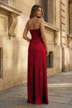 Spaghetti Straps Long Sheath Evening Dress With Split - Curvevia