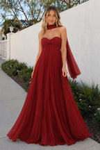 A Line Light Pink Sweetheart Chiffon Long Prom Dress - Curvevia