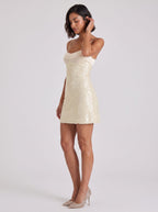 Butter Sequins Sheath Scoop Neck Side Zip Short Dress with Sequins - Curvevia