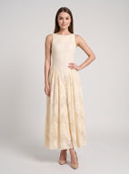 Butter Lace A-Line Scoop Neck Back Zip Ankle-Length Dress with Basque Waist - Curvevia