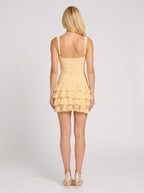 Butter Sequin Lace A-Line Square Neck Backless Mini Dress with Ruffled Hemline - Curvevia