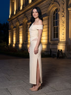 Butter Stretch Knit Sheath One Shoulder Backless Floor-Length Dress with Split - Curvevia