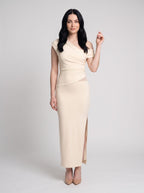 Butter Stretch Knit Sheath One Shoulder Backless Floor-Length Dress with Split - Curvevia