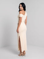 Butter Stretch Knit Sheath One Shoulder Backless Floor-Length Dress with Split - Curvevia