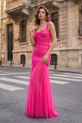 Black Sweetheart Mermaid Tulle Pleated Long Mother of the Bride Dress - Curvevia