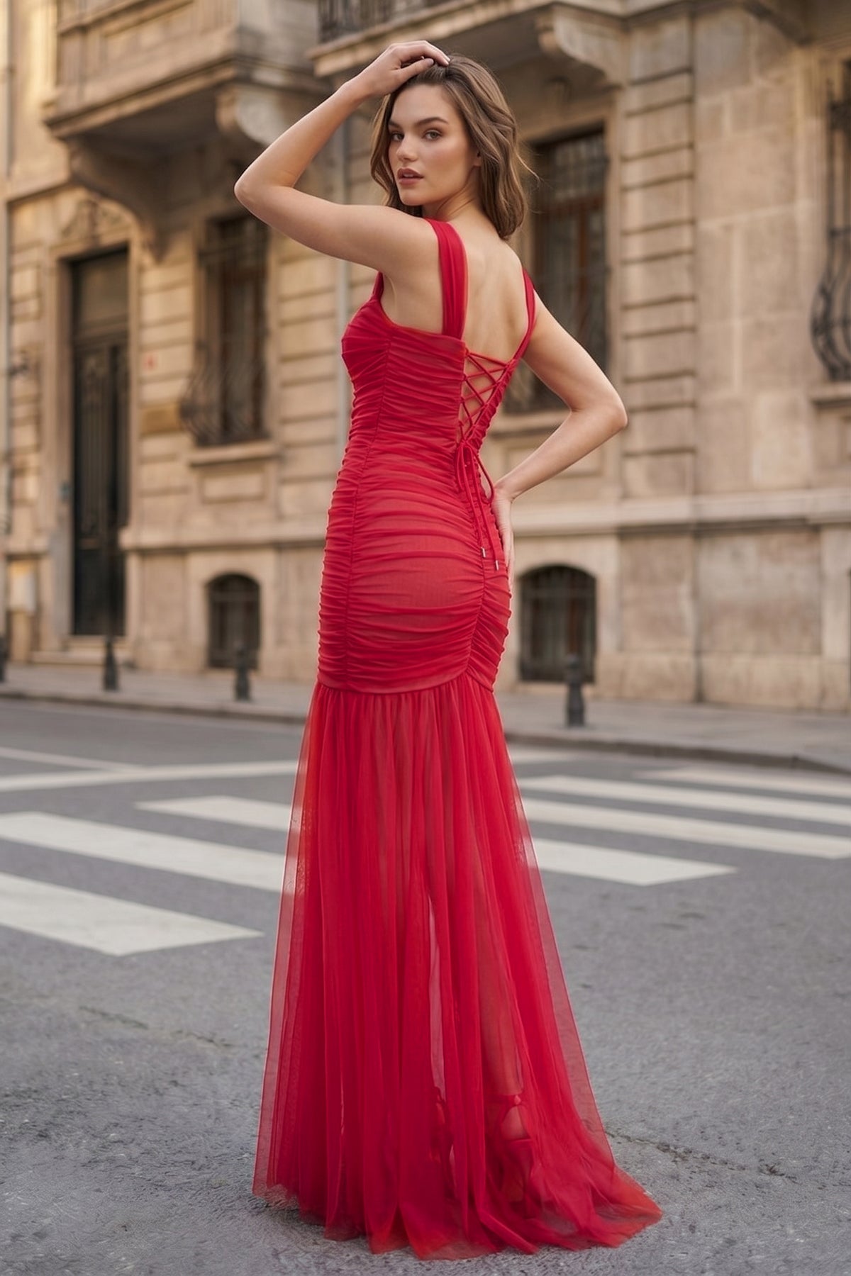 Black Sweetheart Mermaid Tulle Pleated Long Mother of the Bride Dress - Curvevia