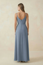 Cami Strap A-Line Chiffon Mother of the Bride Dress in Neptune - Curvevia