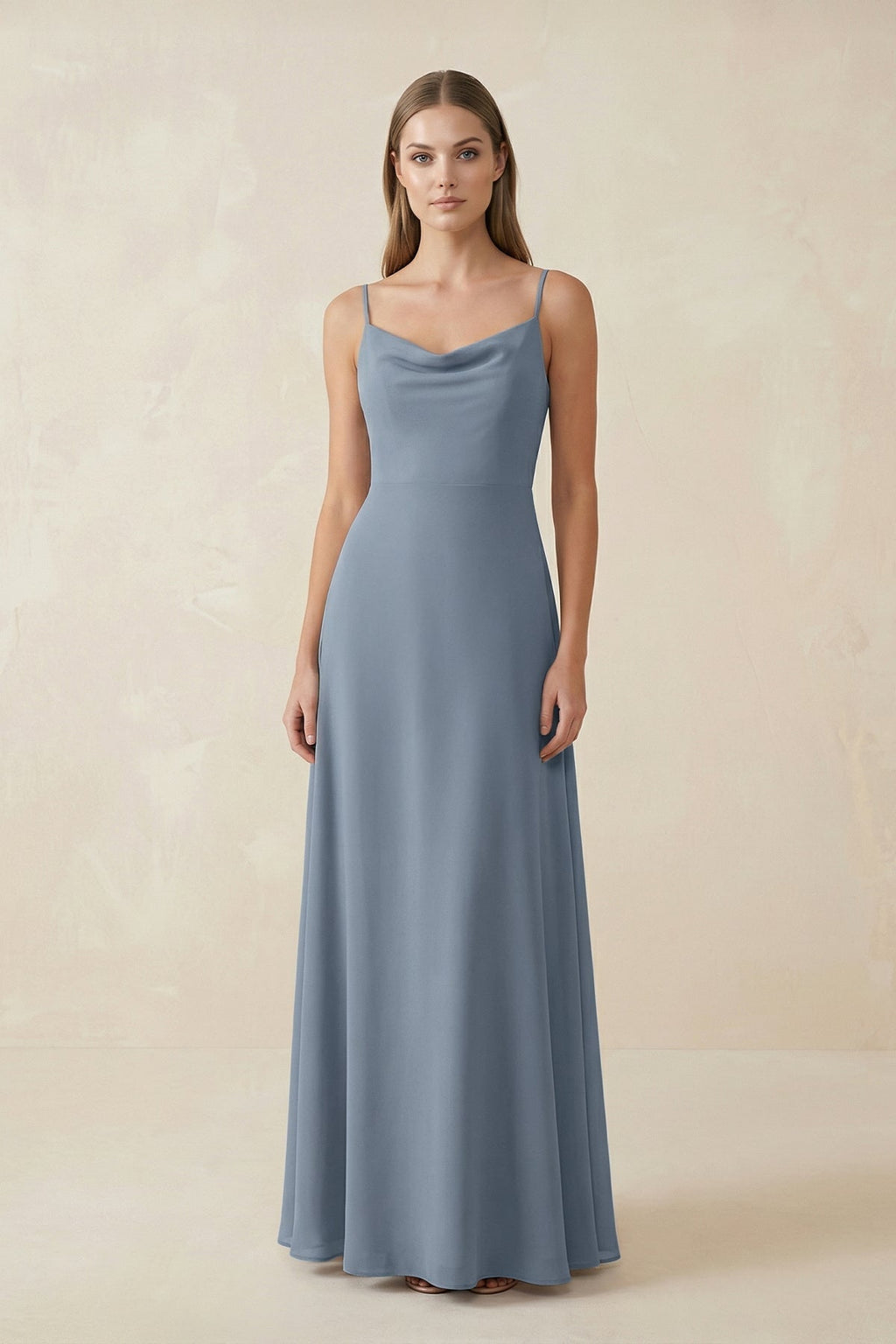 Cami Strap A-Line Chiffon Mother of the Bride Dress in Neptune - Curvevia