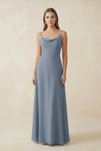Cami Strap A-Line Chiffon Mother of the Bride Dress in Neptune - Curvevia