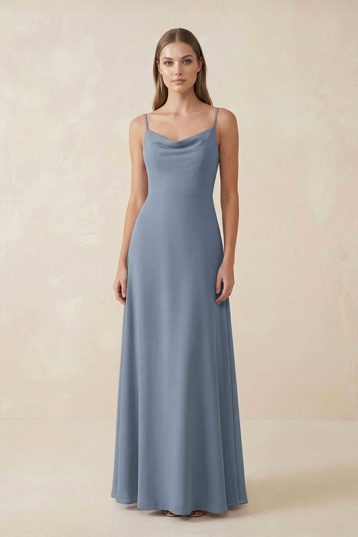 Cami Strap A-Line Chiffon Mother of the Bride Dress in Neptune - Curvevia