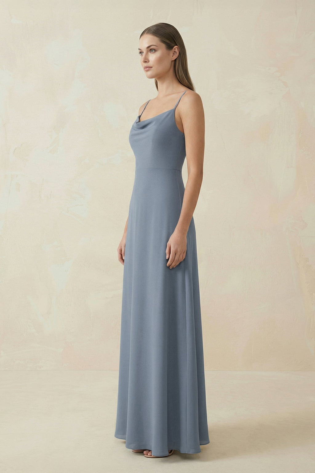 Cami Strap A-Line Chiffon Mother of the Bride Dress in Neptune - Curvevia