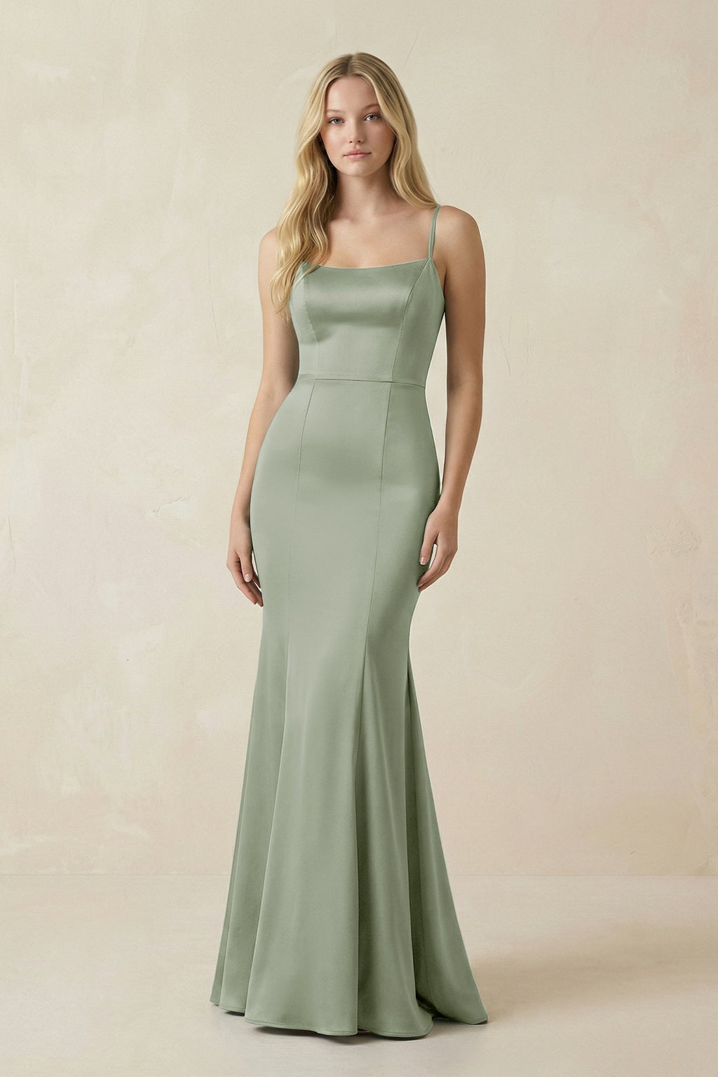 Cami Strap Ruffled Satin Bridesmaid Dress With Bow in Dove Gray - Curvevia