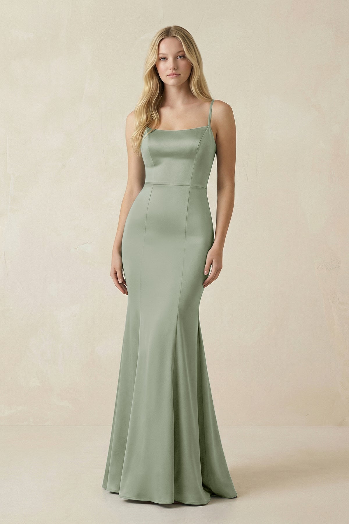 Cami Strap Ruffled Satin Bridesmaid Dress With Bow in Dove Gray - Curvevia