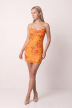 Candy Pink Cami Straps Sheath Floral Embroidery Tulle Homecoming Dress - Curvevia