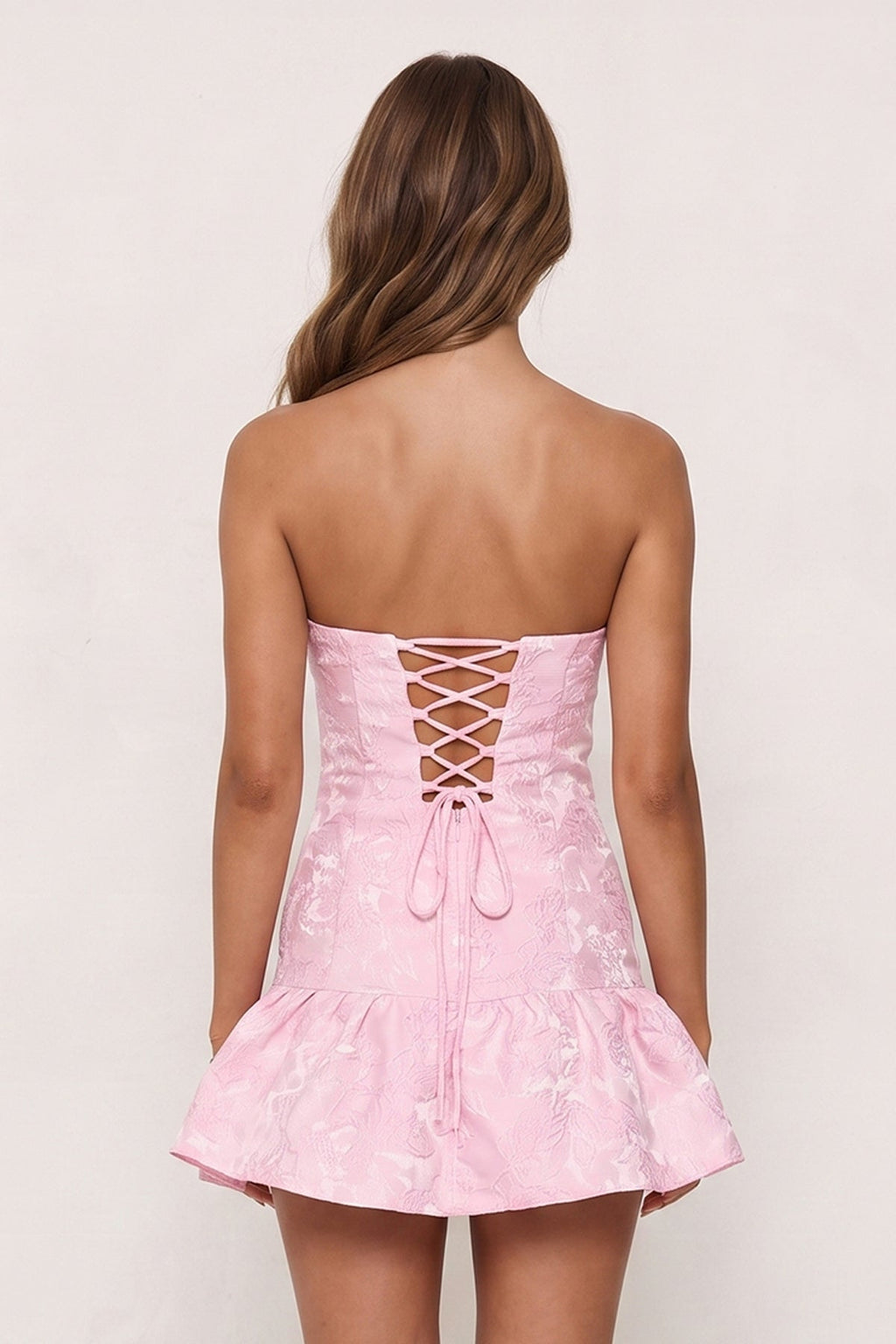 Candy Pink Sweetheart Jacquard A-Line Ruffled Homecoming Dress - Curvevia