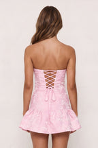 Candy Pink Sweetheart Jacquard A-Line Ruffled Homecoming Dress - Curvevia