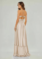 Criss-cross Chartreuse Ruched A-line Halter Sleeveless Long Evening Dress - Curvevia