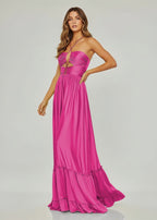 Criss-cross Chartreuse Ruched A-line Halter Sleeveless Long Evening Dress - Curvevia