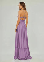 Criss-cross Chartreuse Ruched A-line Halter Sleeveless Long Evening Dress - Curvevia