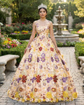 Quinceanera Dress Champagne A-line Flowers Long Prom Dress - Curvevia