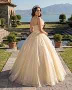 Elegant Shiny Pink Organza Strapless Quinceanera Dresses - Curvevia