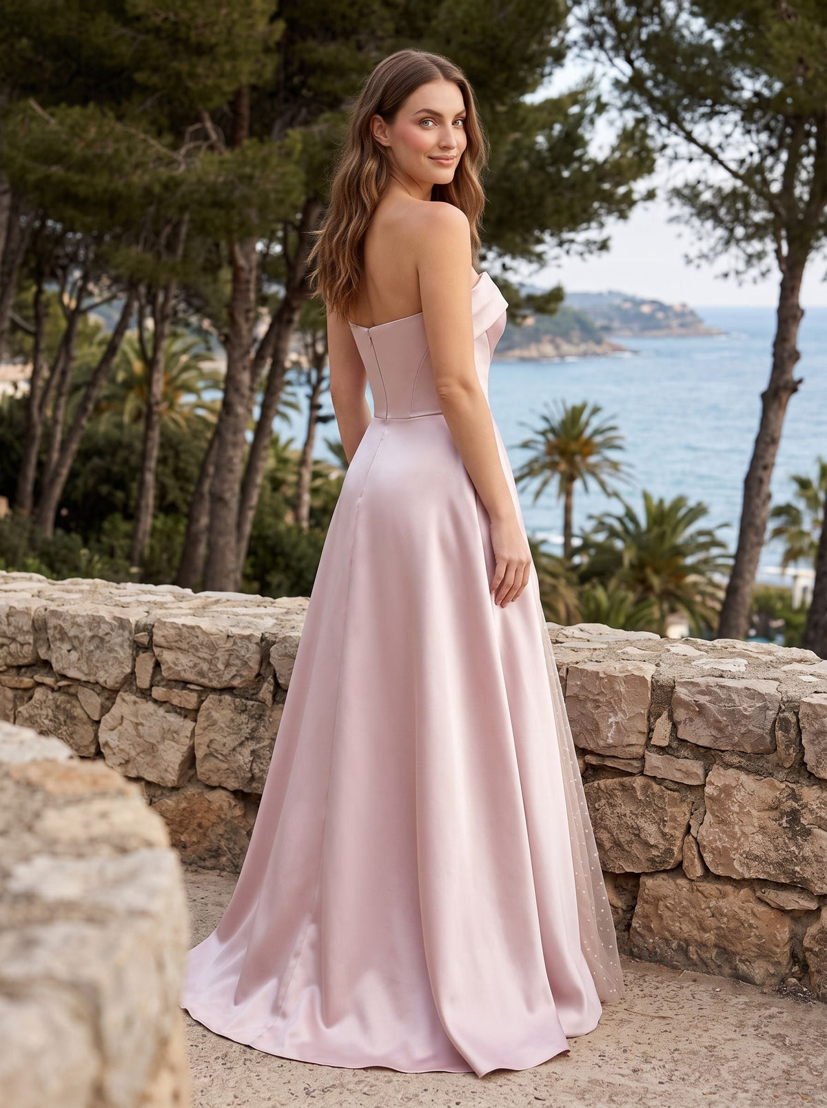 Pink Sequin A-Line Straight Neck Back Zip Floor-Length Dress - Curvevia