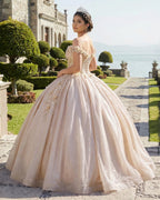 Off the Shoulder Lavender Glitter 3D Floral Quinceanera Dresses - Curvevia