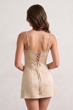 Sky Blue Spaghetti Straps Satin Sheath Homecoming Dress With Rhinestones - Curvevia