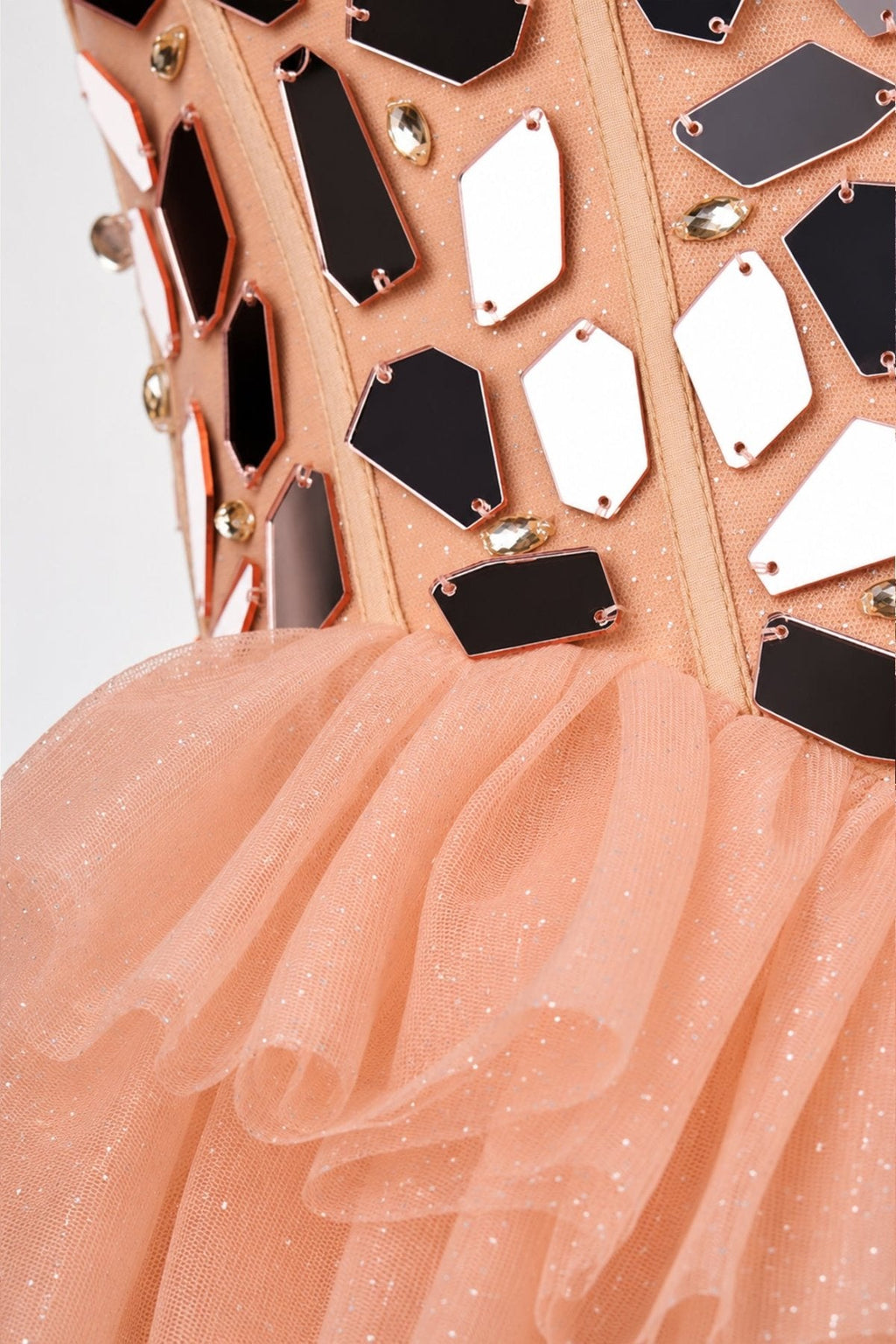 Sparkly Champagne Sweetheart A-Line Tulle Tiered Homecoming Dress - Curvevia