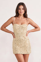 Pink Sparkly Sequin Sheath Bow Spaghetti Straps Homecoming Dress - Curvevia