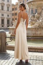 Lavender Straps A-line Long Wedding Guest Dress - Curvevia