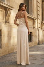 Spaghetti Straps Long Sheath Evening Dress With Split - Curvevia