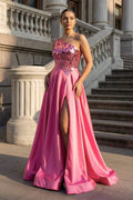A Line One Shoulder Sequins Long Evening Dress with Slit - Curvevia
