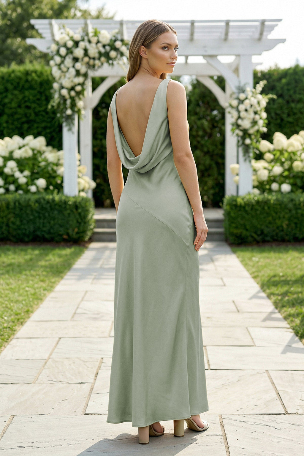 Charming Sheath V Neck  Stretch Satin Bridesmaid Dresses - Curvevia