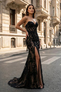 Mermaid Sweetheart Lace Evening Dress with Slit - Curvevia