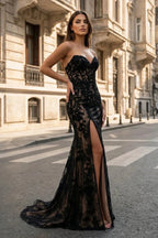 Mermaid Sweetheart Lace Evening Dress with Slit - Curvevia